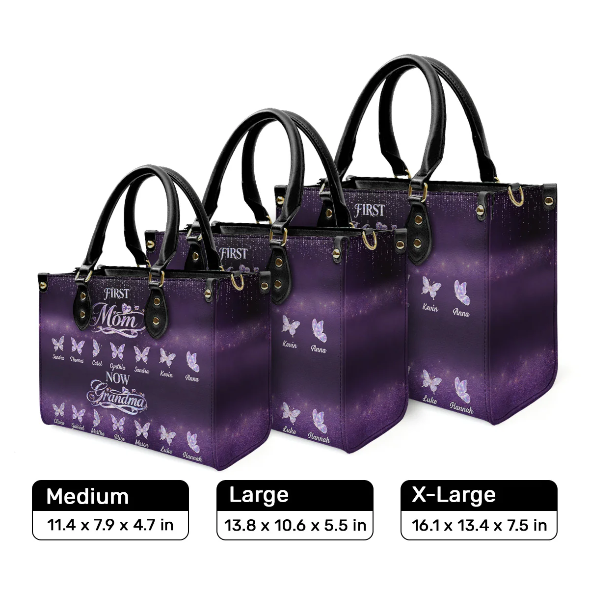 First Mom Now Grandma - Personalized Leather Handbag - Image 5