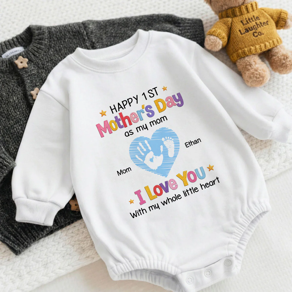 First Mother's Day Baby Long Sleeve Puff Romper - Personalized Baby One-Piece - Image 4