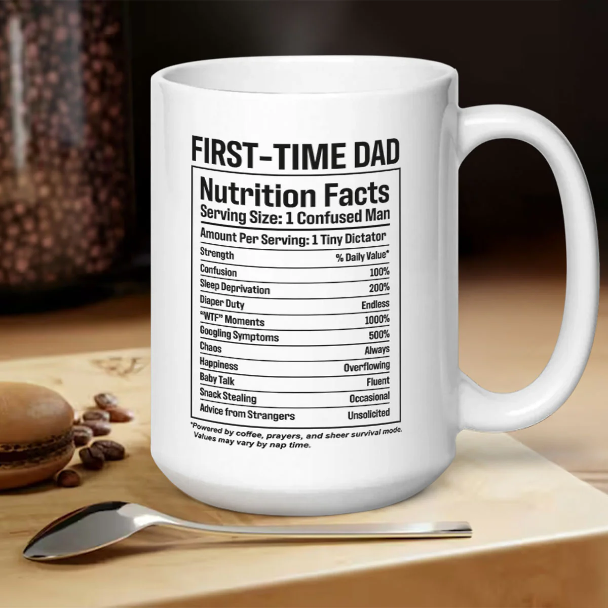 First- Time Dad Nutrition Facts - Personalized Ceramic Coffee Mug - Image 5