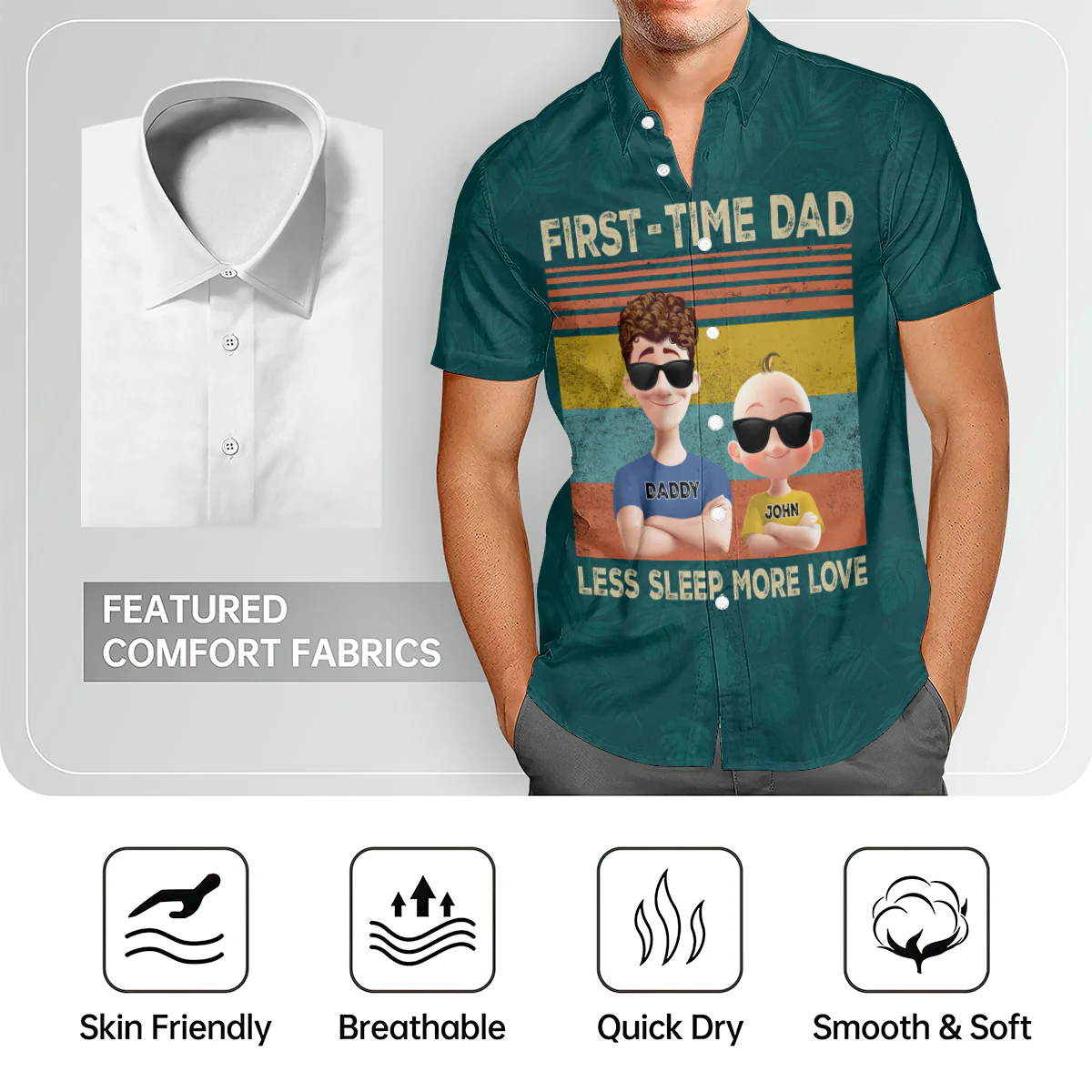 First - Time Dad - Personalized Hawaiian Shirt - Image 4