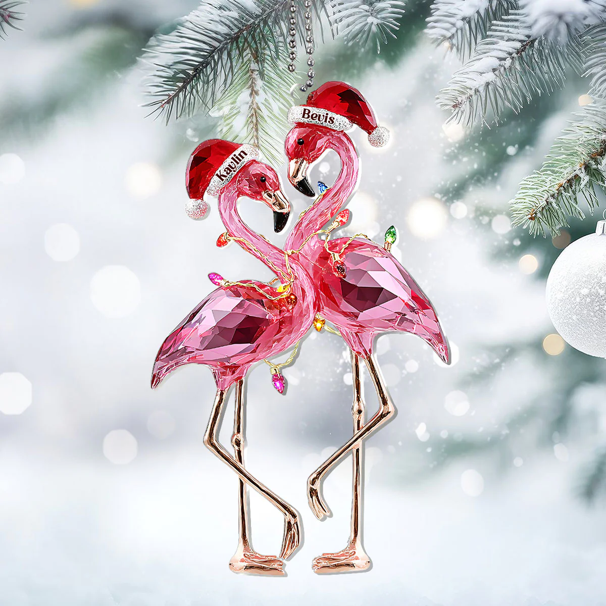 Flamingle Forever Christmas - Personalized 1-Layer Acrylic Ornament