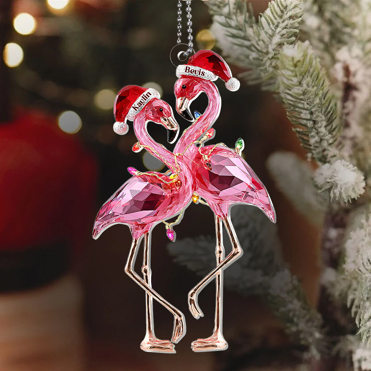 Flamingle Forever Christmas - Personalized 1-Layer Acrylic Ornament - Image 6
