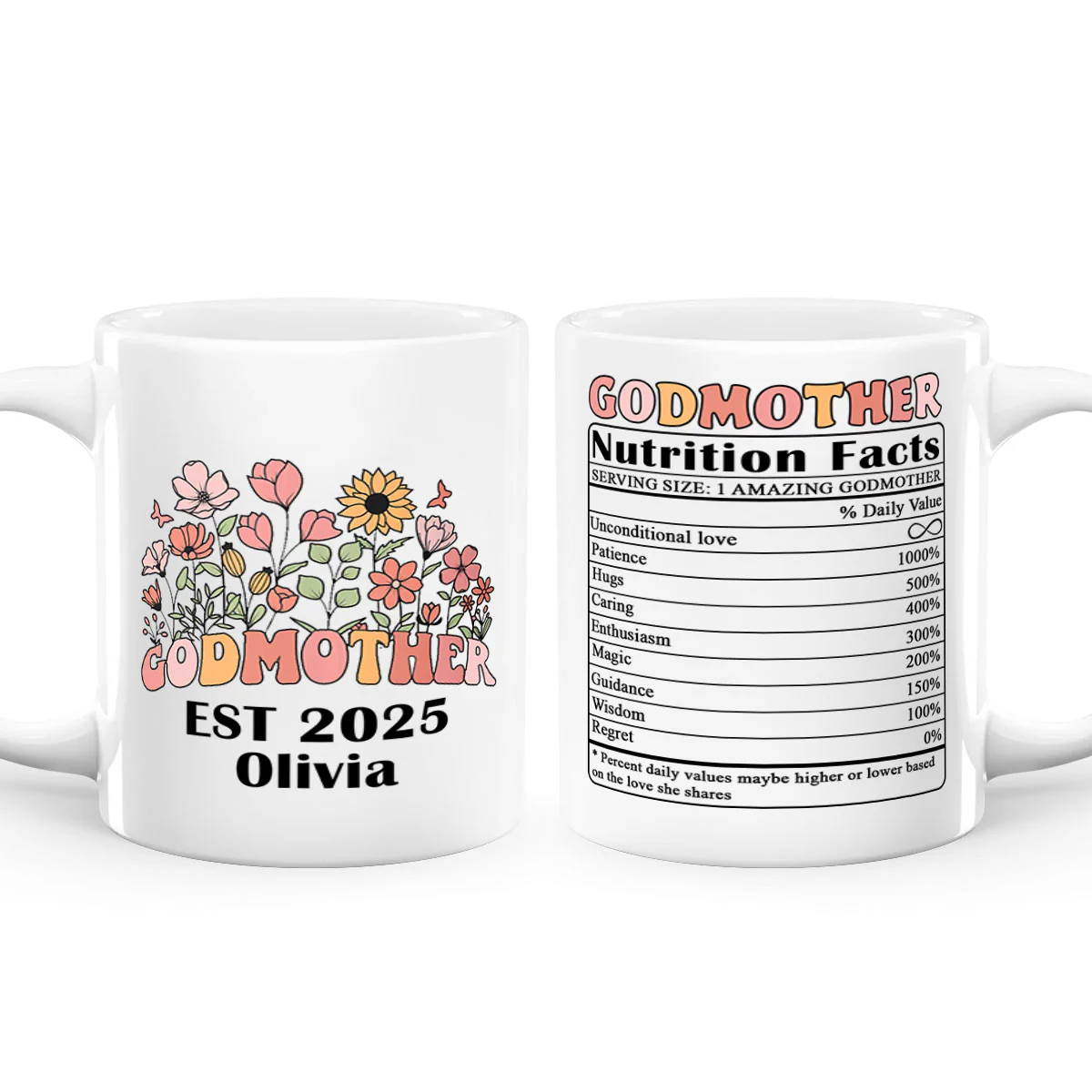 Floral Godmother - Personalized Ceramic Coffee Mug
