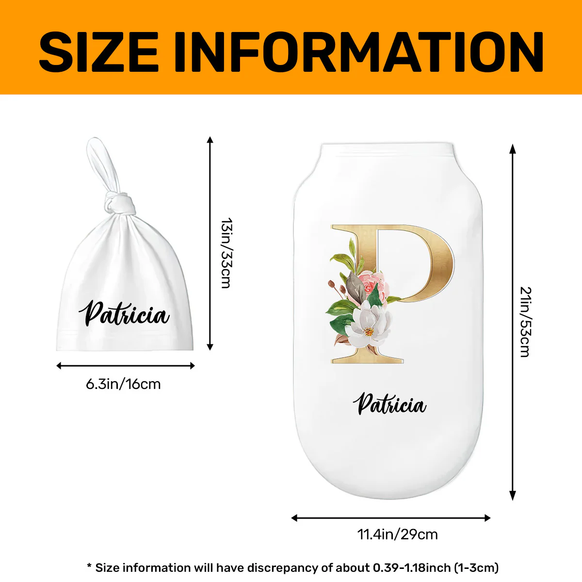 Flower Initial Name - Personalized Swaddle And Knot Hat Set - Image 5