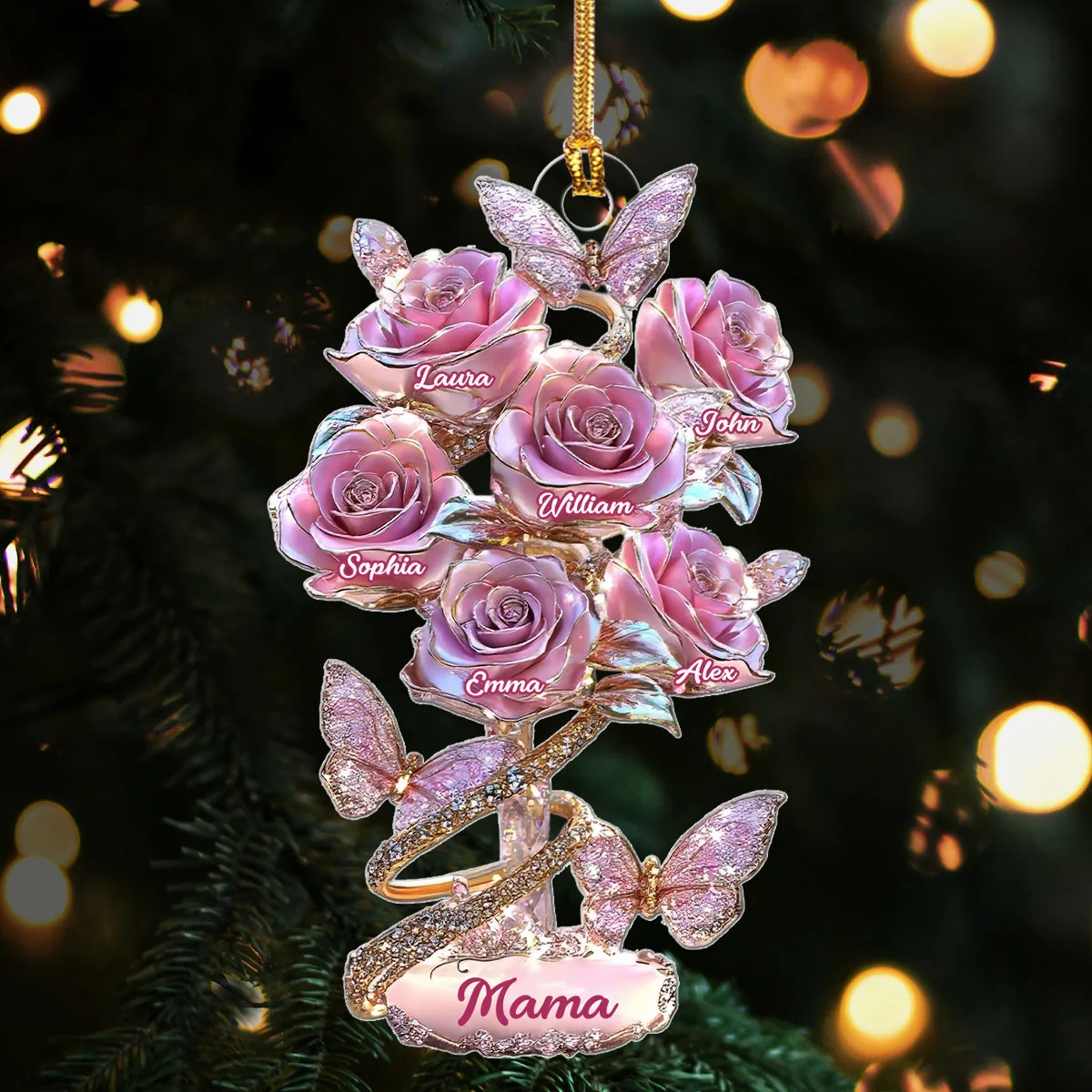 Flowers Gift For Mom/Grandma - Personalized 1-Layer Acrylic Ornament