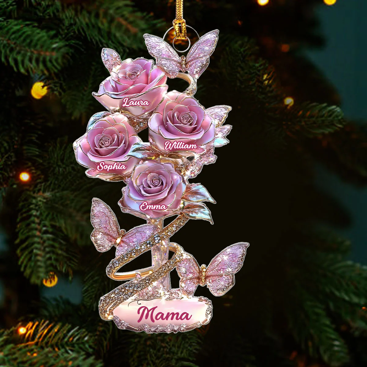 Flowers Gift For Mom/Grandma - Personalized 1-Layer Acrylic Ornament - Image 3