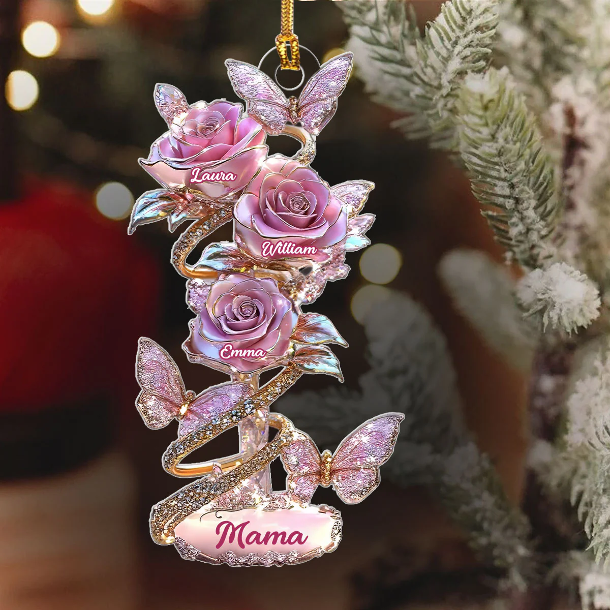 Flowers Gift For Mom/Grandma - Personalized 1-Layer Acrylic Ornament - Image 6