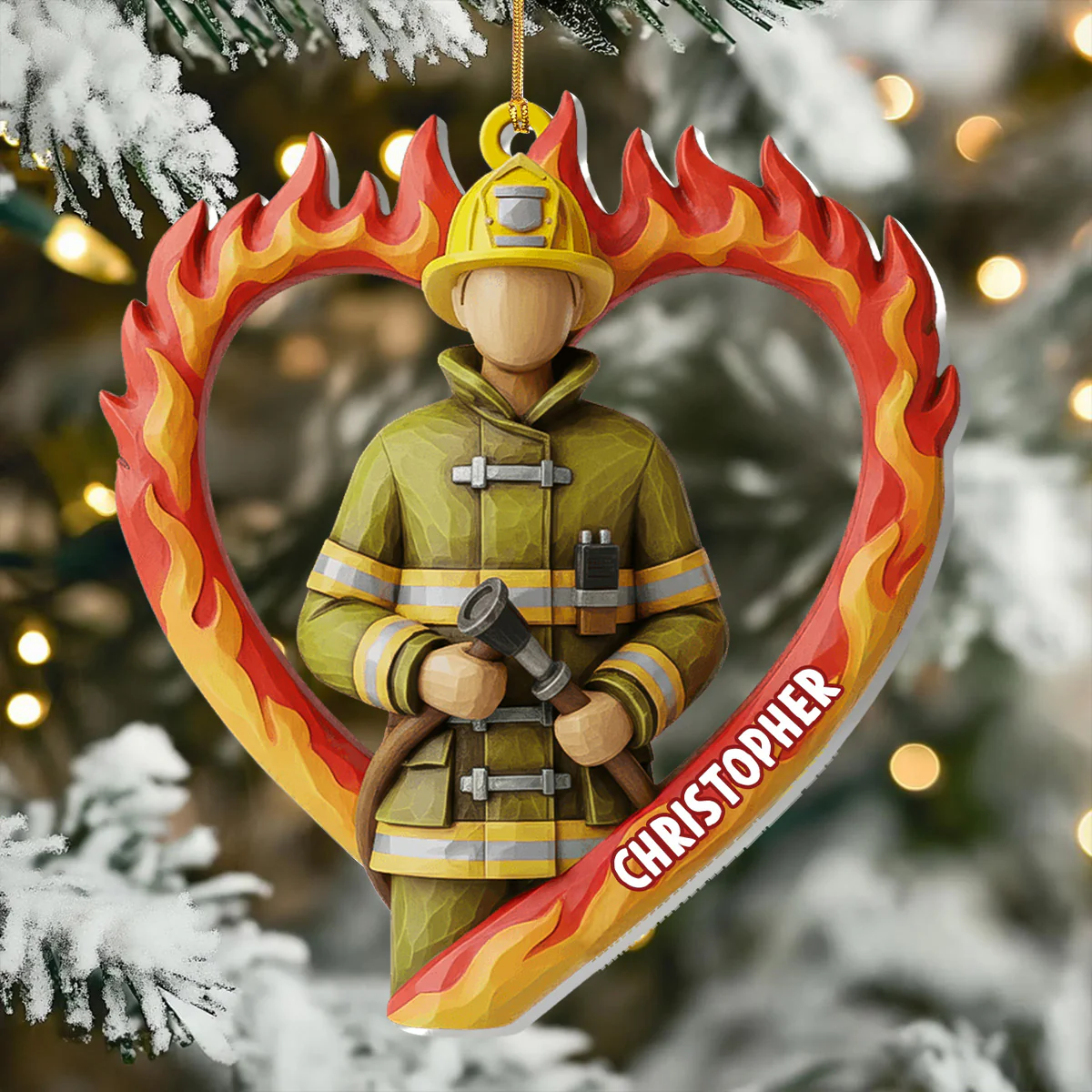 For A Brave Firefighter - Personalized 1-Layer Acrylic Ornament - Image 6