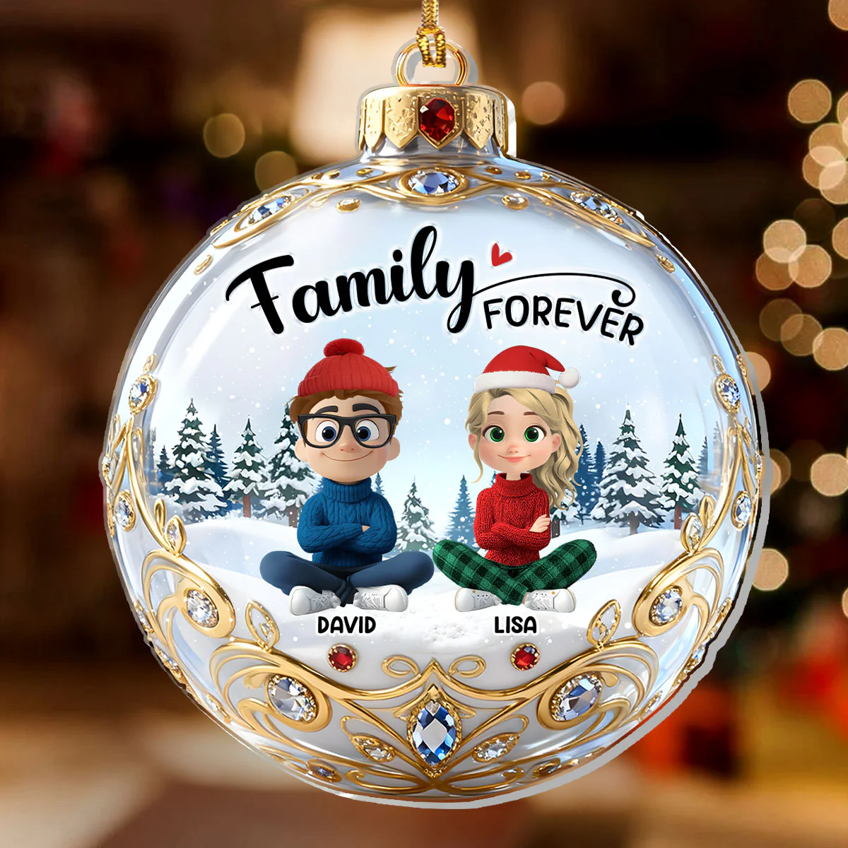 Forever Besties Siblings Friends Family - Personalized 1-Layer Acrylic Ornament - Image 2