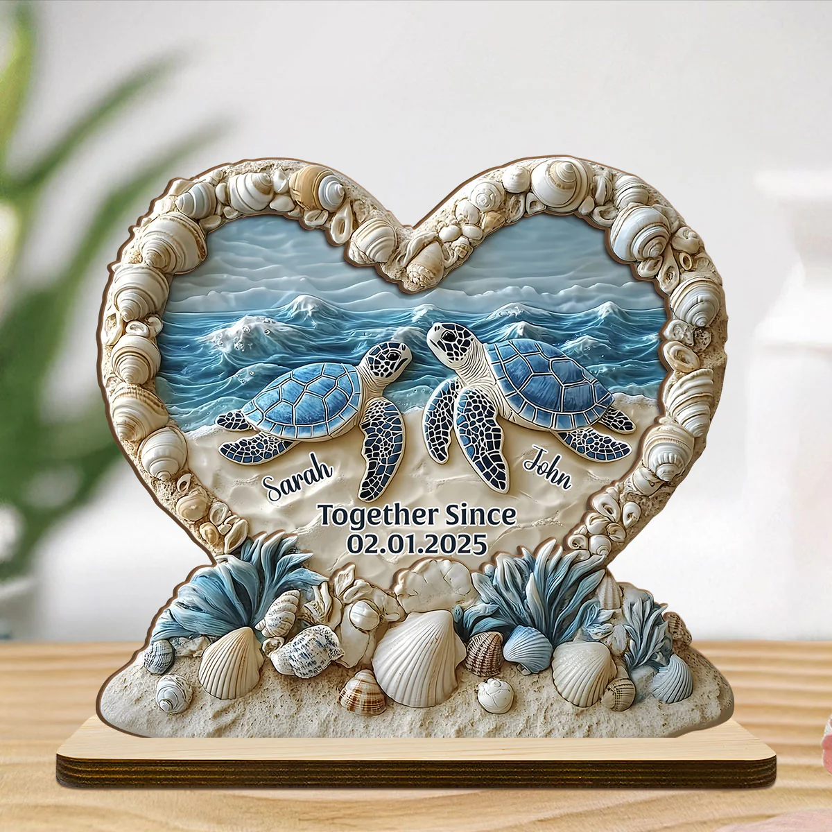 Forever By The Sea - Personalized 2-Layer Wood Plaque With Flat Base - Image 5
