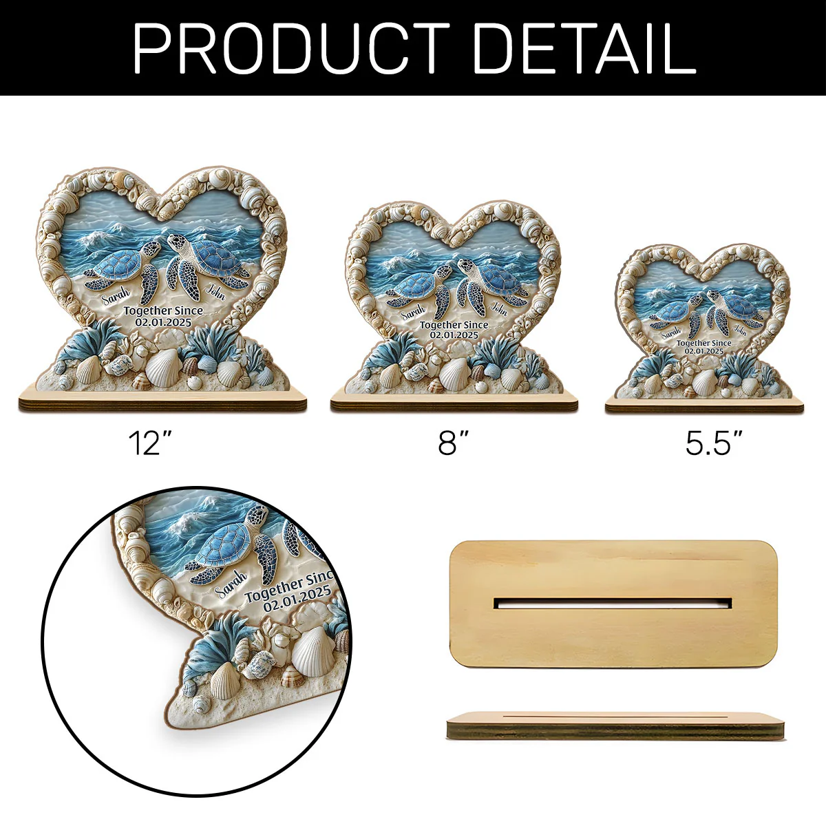 Forever By The Sea - Personalized 2-Layer Wood Plaque With Flat Base - Image 8