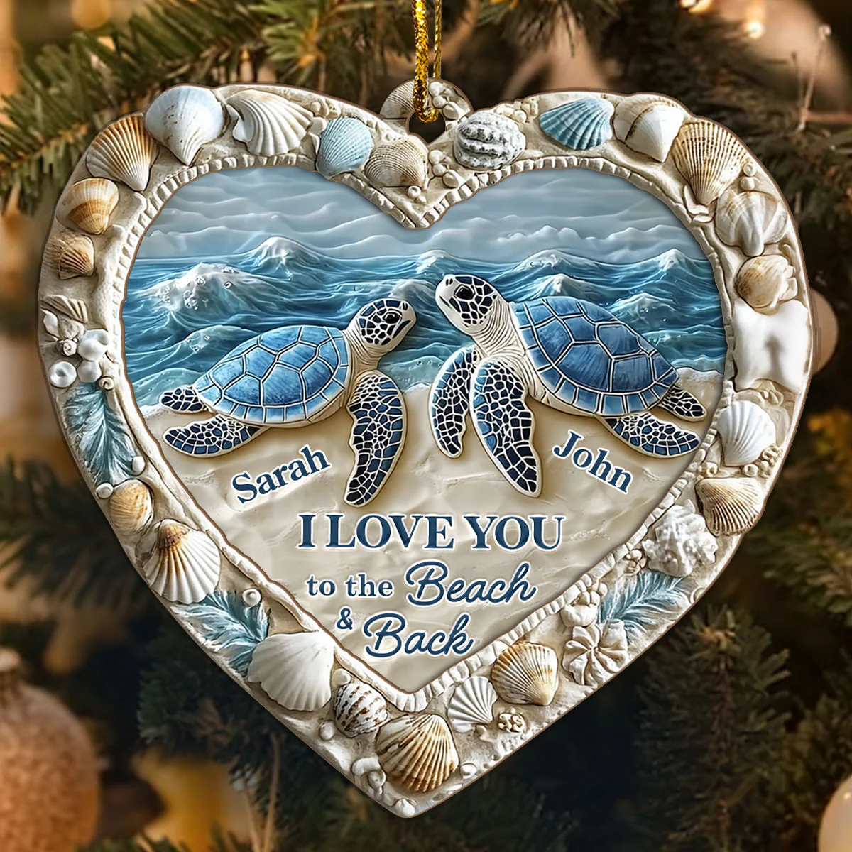 Forever By The Sea - Personalized 2-Layered Wooden & Acrylic Ornament - Image 4