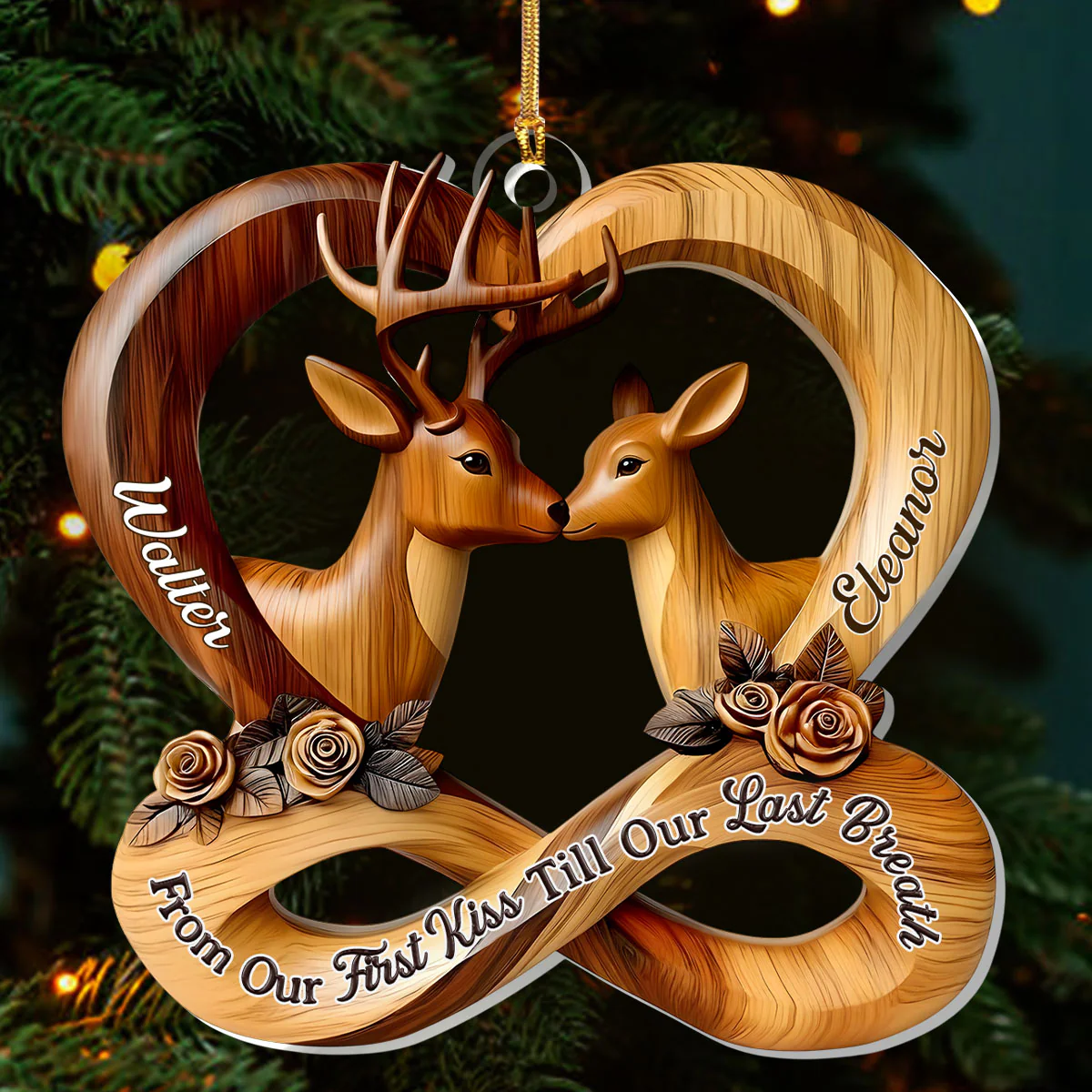 Forever Carved In Love - Personalized 1-Layer Acrylic Ornament - Image 3
