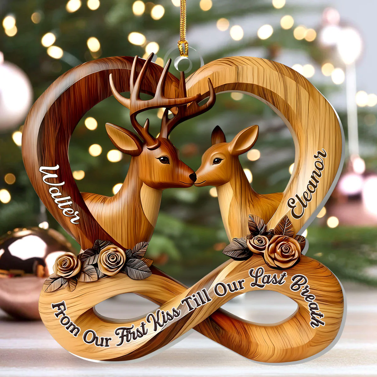 Forever Carved In Love - Personalized 1-Layer Acrylic Ornament - Image 4