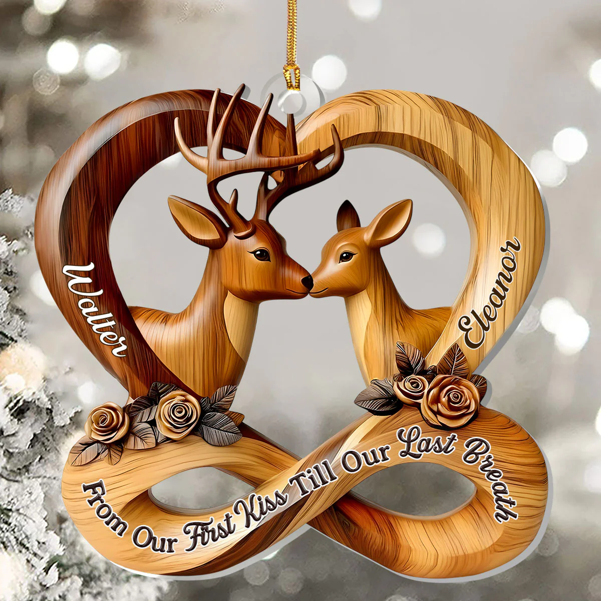 Forever Carved In Love - Personalized 1-Layer Acrylic Ornament - Image 5