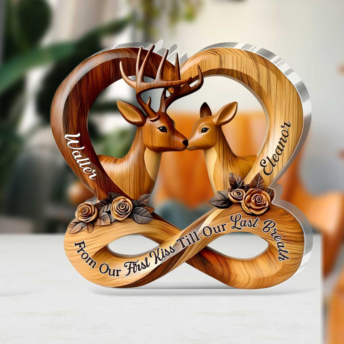 Forever Carved In Love - Personalized Custom Shaped Squared Acrylic Plaque - Image 3