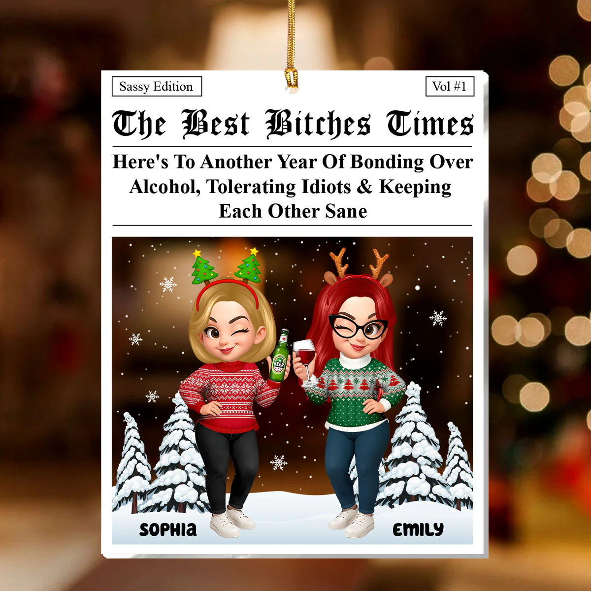 Forever Friends Times - Personalized 1-Layer Acrylic Ornament - Image 2