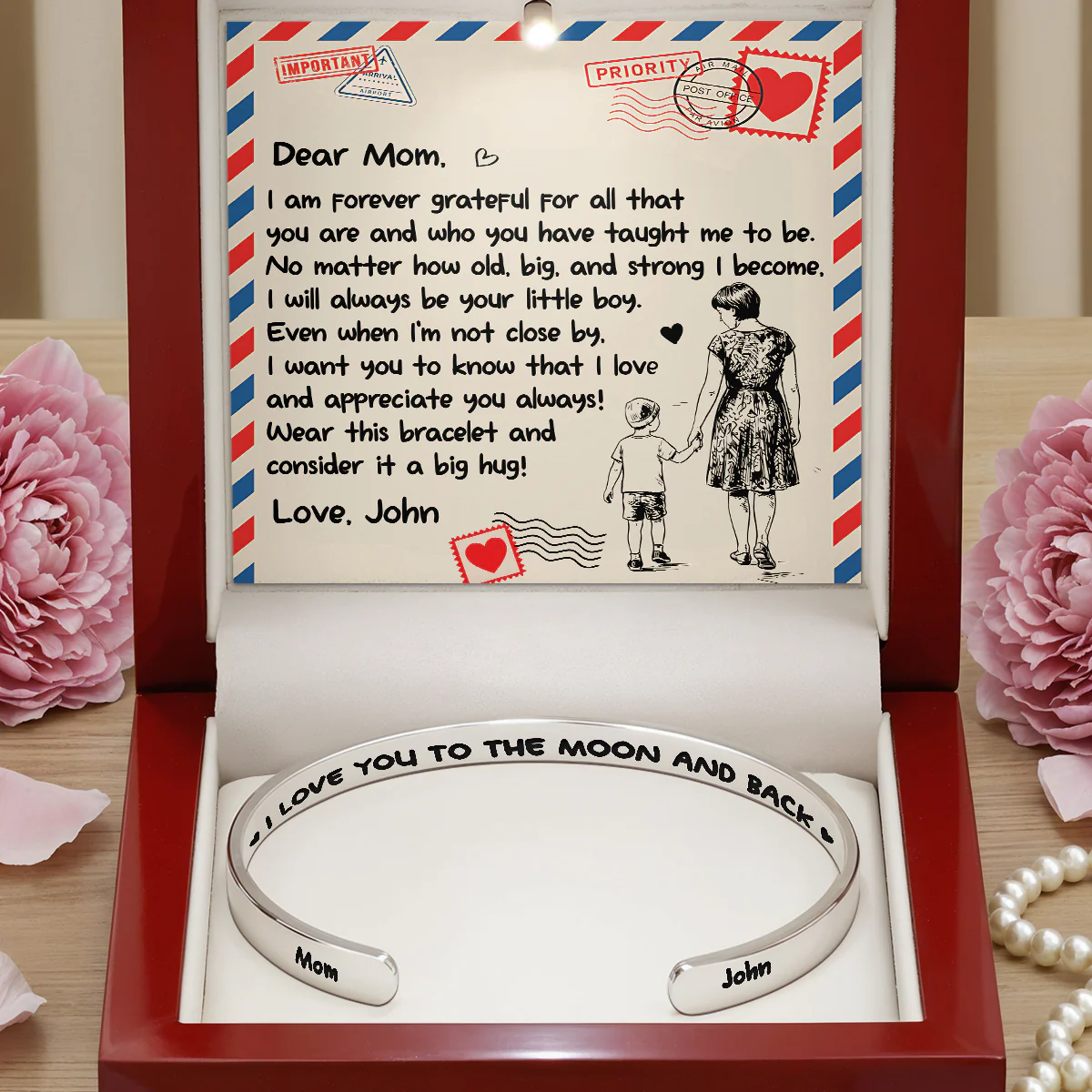 Forever Grateful - Personalized Cuff Bangle Bracelet With Box - Image 2