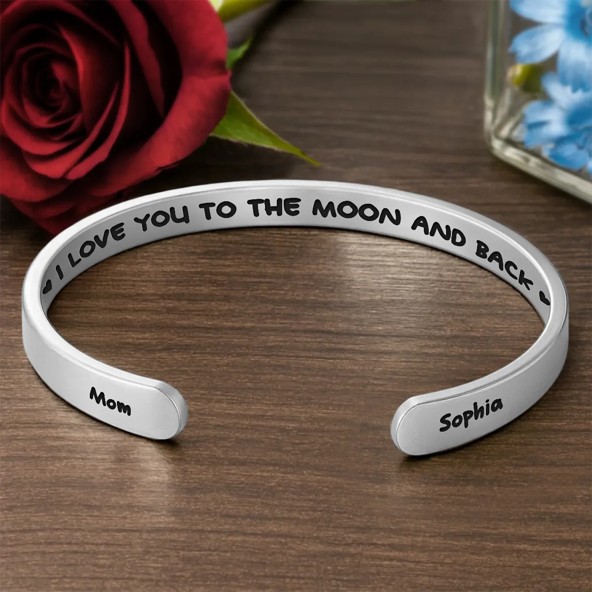 Forever Grateful - Personalized Cuff Bangle Bracelet With Box - Image 6