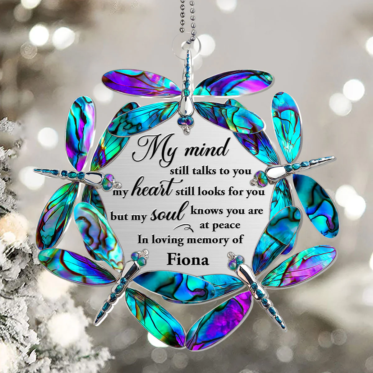 Forever In Dragonfly Dreams - Personalized 1-Layer Acrylic Ornament - Image 5