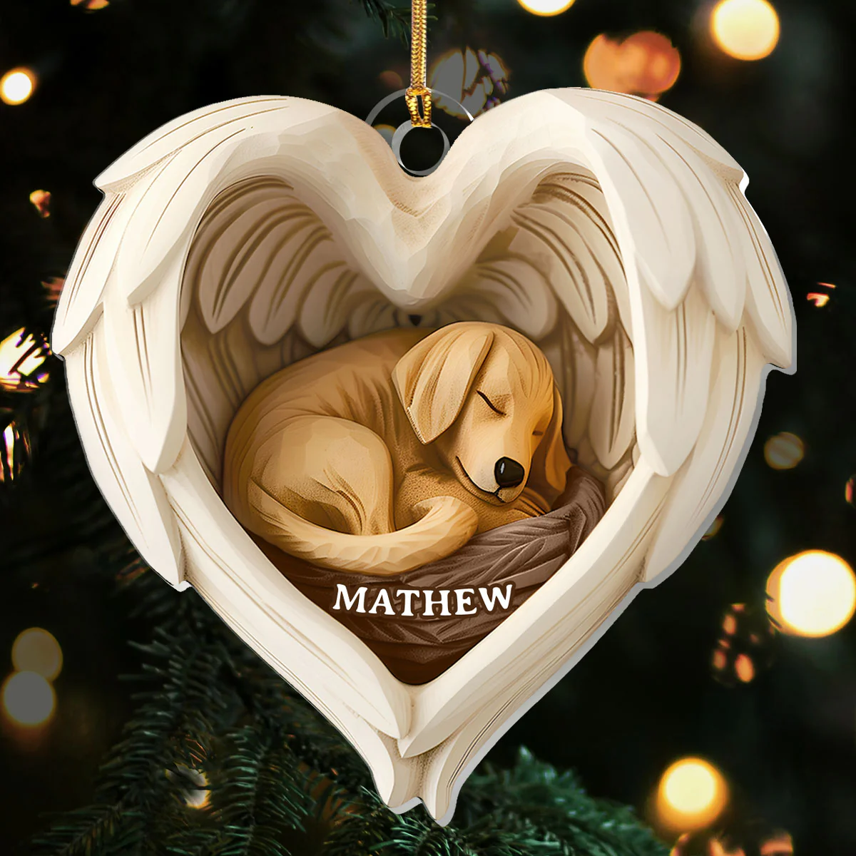 Forever in My Heart Dog Angel - Personalized 1-Layer Acrylic Ornament