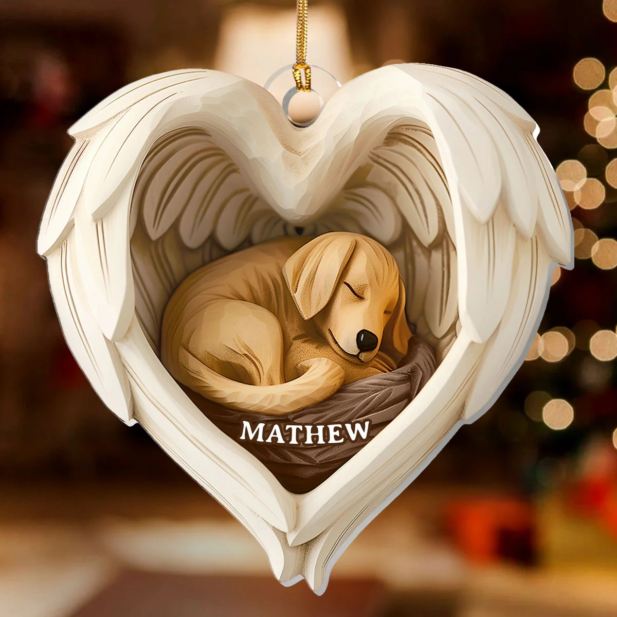 Forever in My Heart Dog Angel - Personalized 1-Layer Acrylic Ornament - Image 2