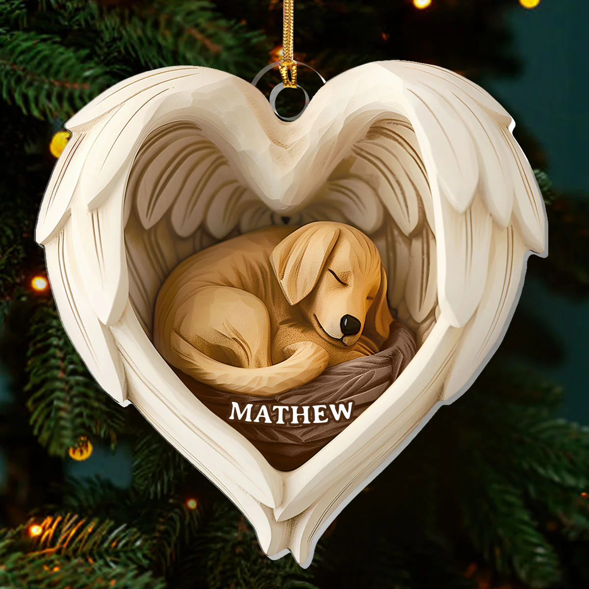 Forever in My Heart Dog Angel - Personalized 1-Layer Acrylic Ornament - Image 3