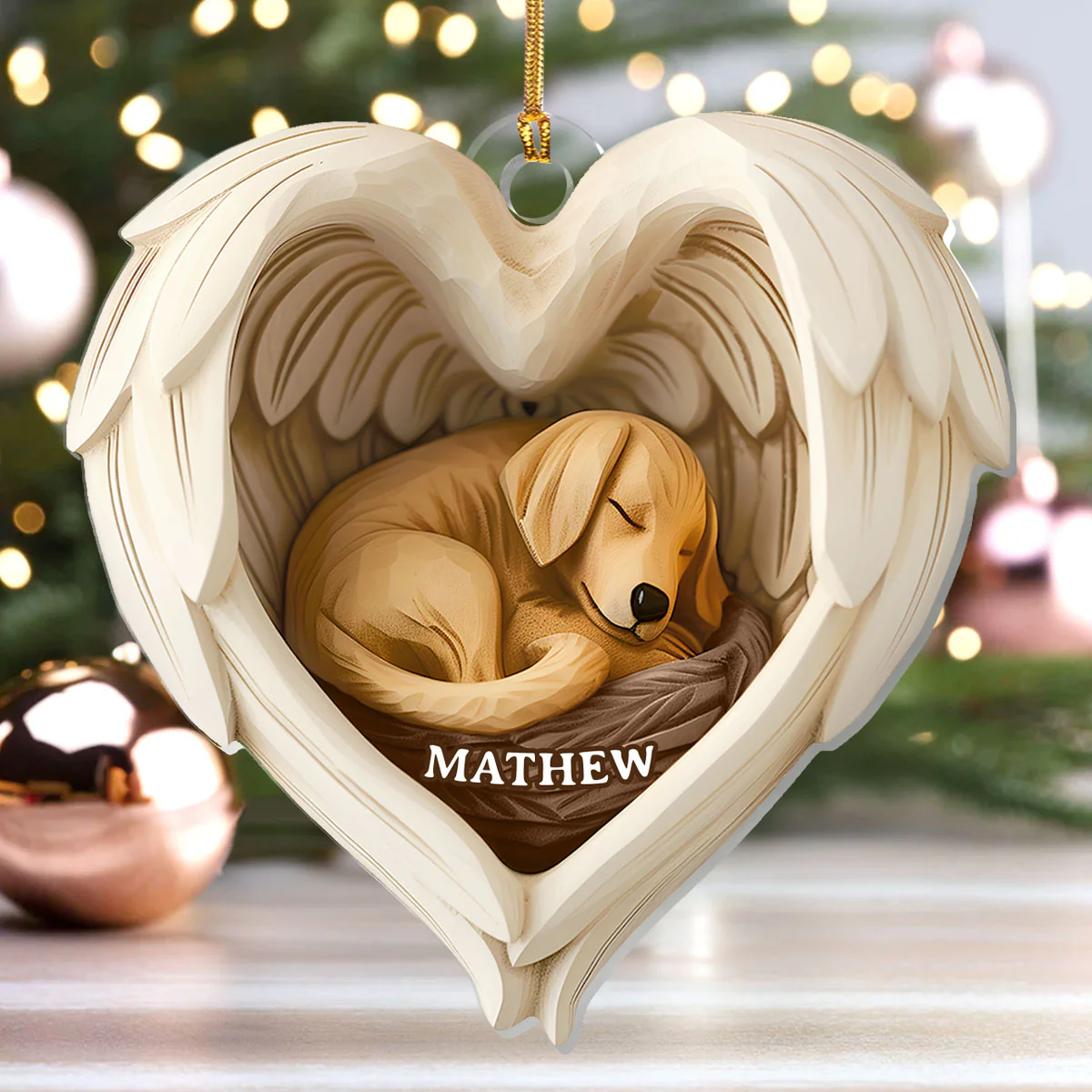 Forever in My Heart Dog Angel - Personalized 1-Layer Acrylic Ornament - Image 4
