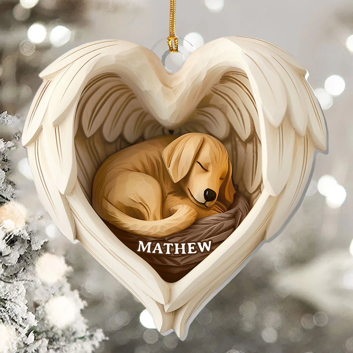 Forever in My Heart Dog Angel - Personalized 1-Layer Acrylic Ornament - Image 5