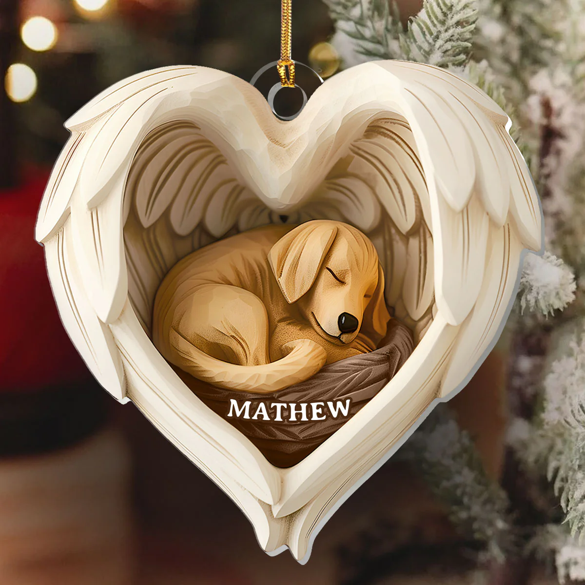 Forever in My Heart Dog Angel - Personalized 1-Layer Acrylic Ornament - Image 6