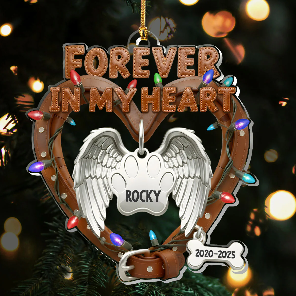 Forever In My Heart Memorial Dog Coral - Personalized 1-Layer Acrylic Ornament