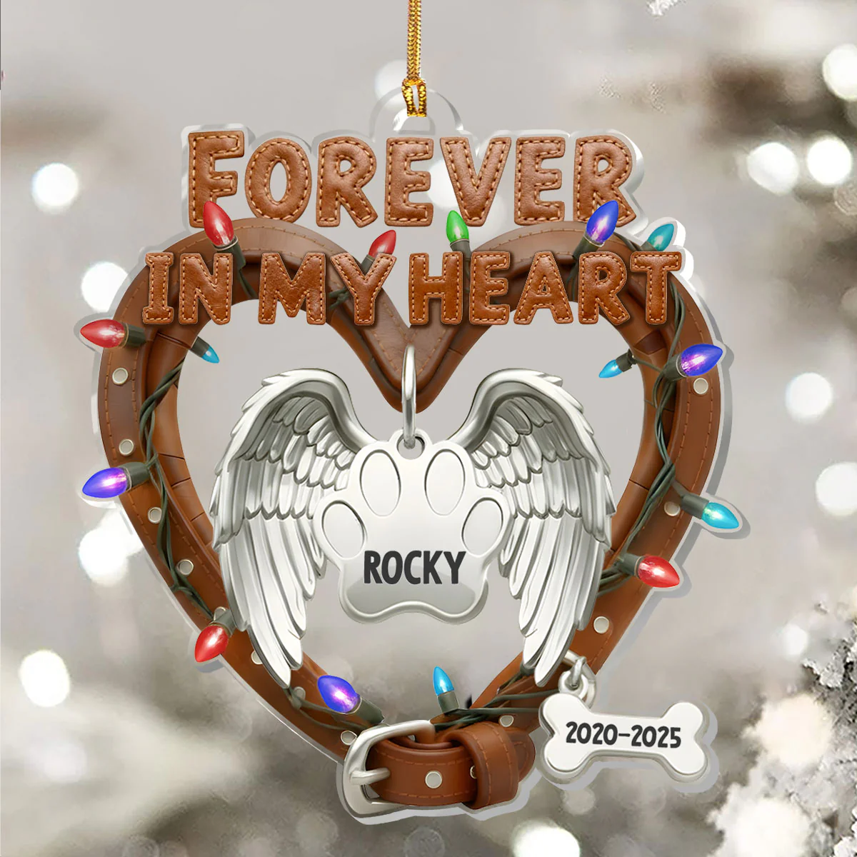Forever In My Heart Memorial Dog Coral - Personalized 1-Layer Acrylic Ornament - Image 5