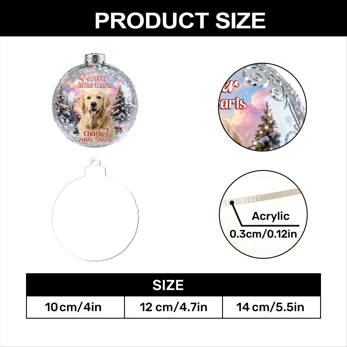 Forever In My Heart - Personalized 1-Layer Acrylic Ornament - Image 7