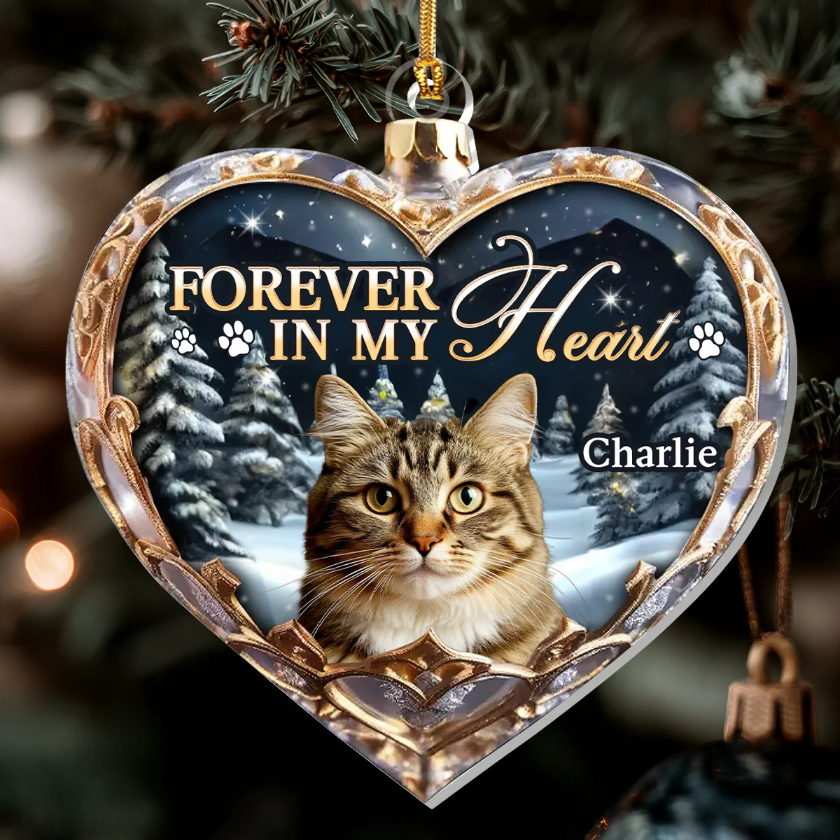 Forever In My Heart - Personalized 1-Layer Acrylic Ornament - Image 6
