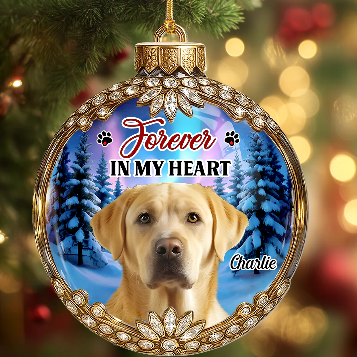 Forever In My Heart - Personalized 1-Layer Acrylic Ornament - Image 4