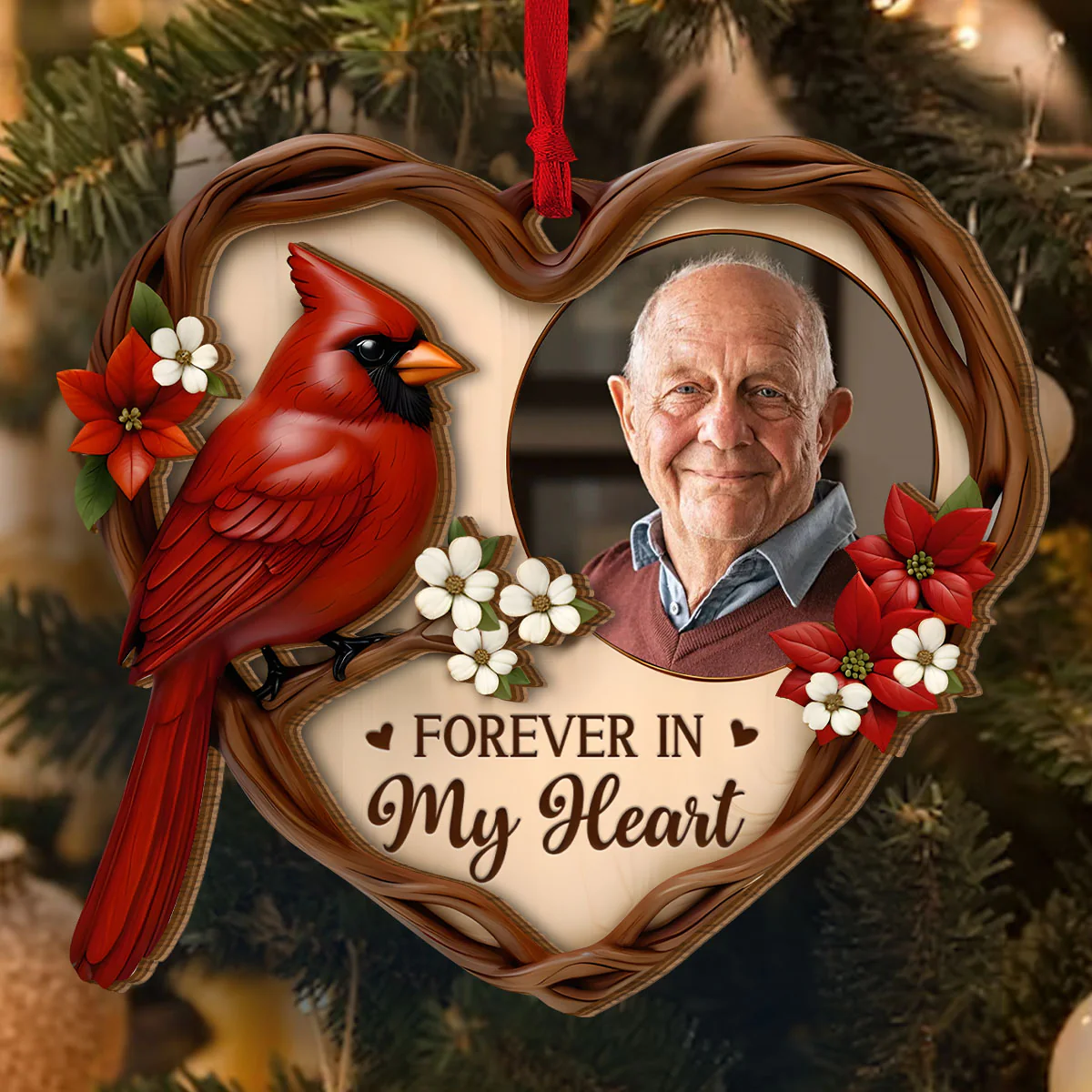 Forever In My Heart - Personalized 2-Layered Wooden Ornament - Image 4