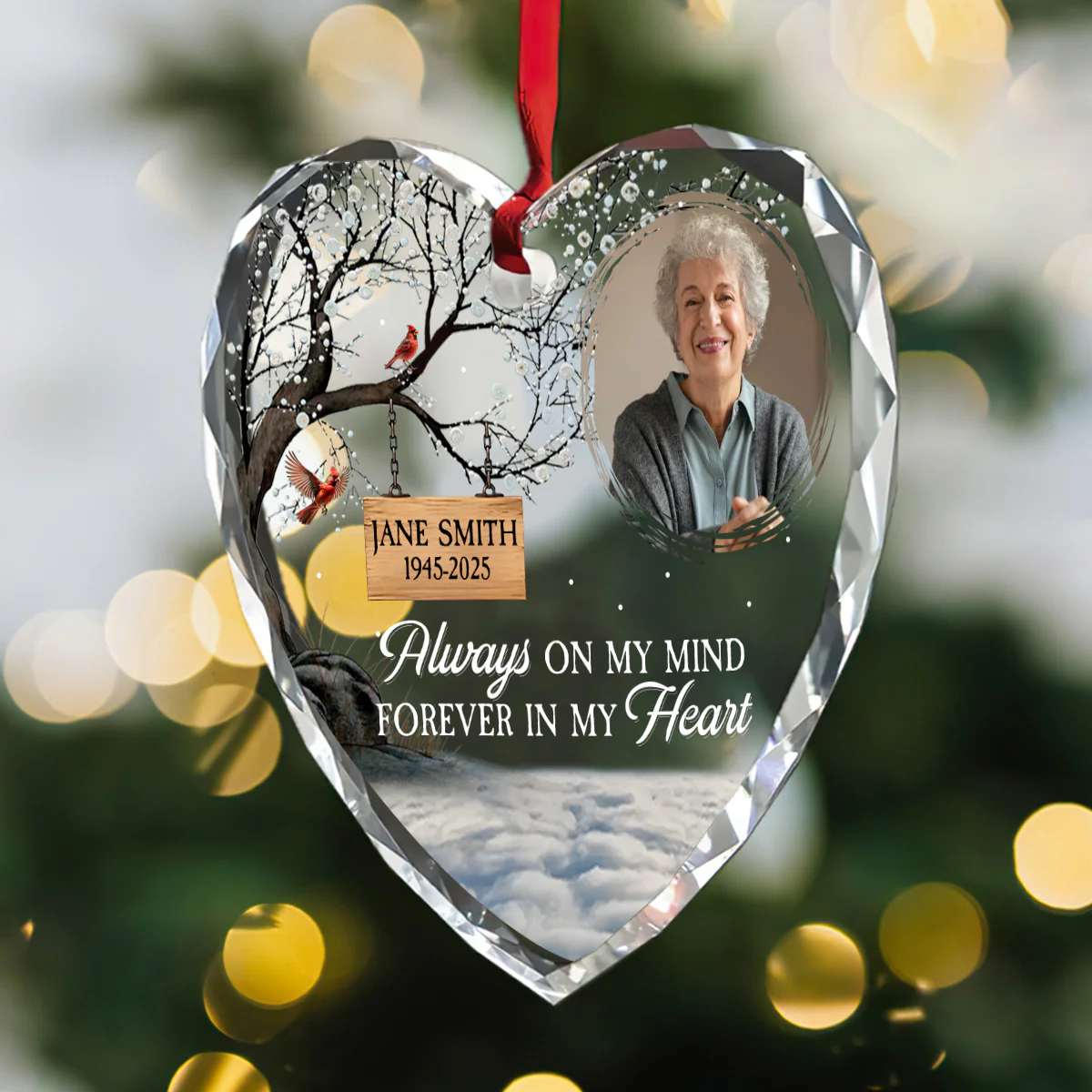 Forever In My Heart - Personalized Heart Shaped Glass Ornament - Image 3