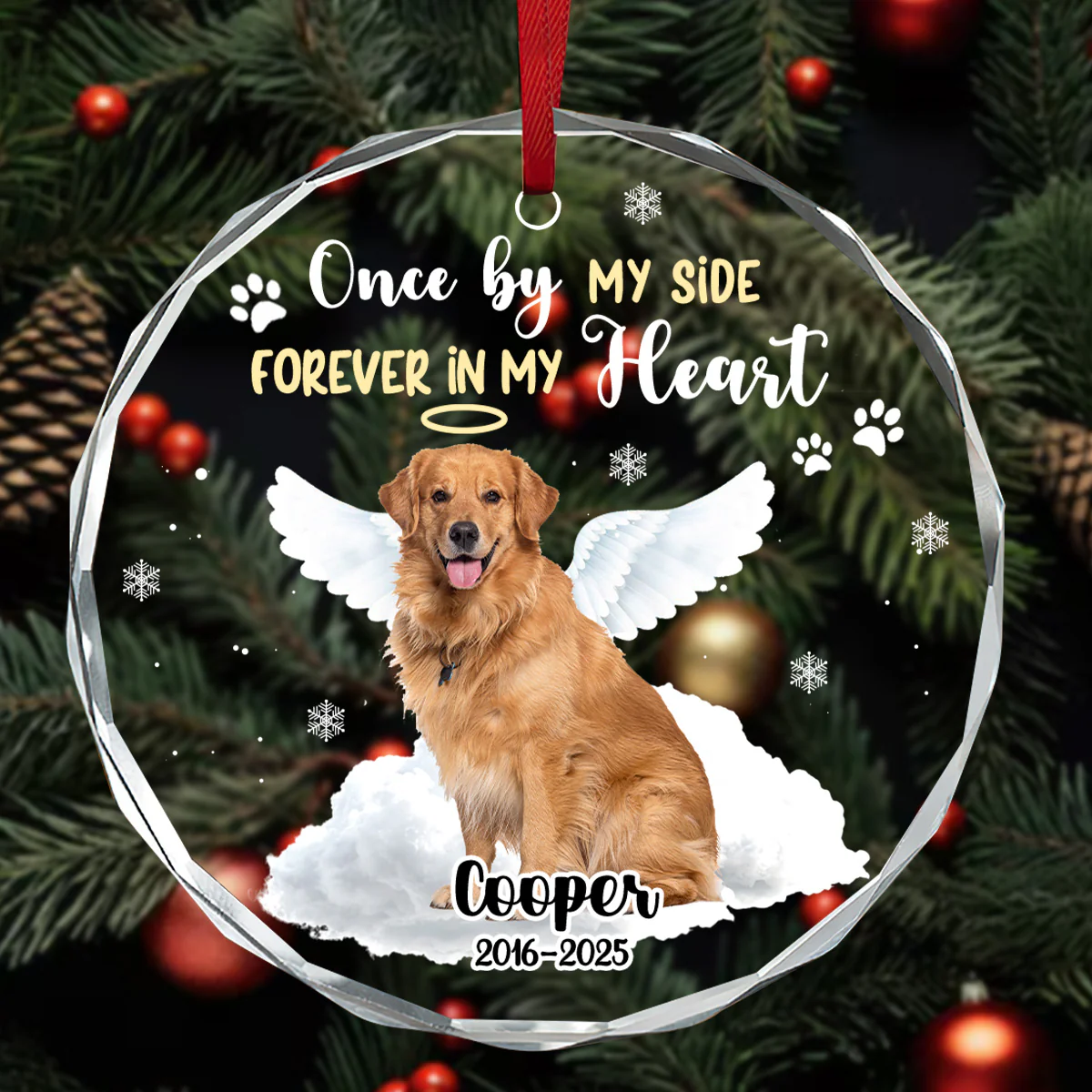 Forever In My Heart - Personalized Round Shaped Glass Ornament - Image 3