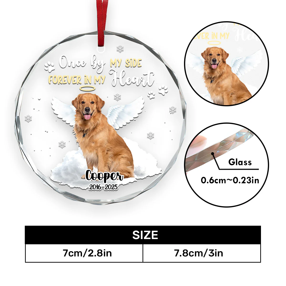 Forever In My Heart - Personalized Round Shaped Glass Ornament - Image 5