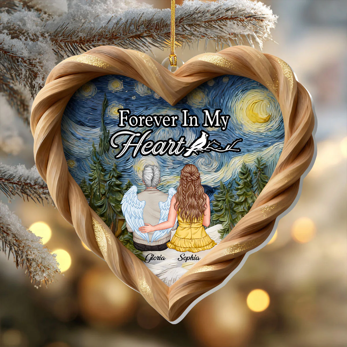 Forever In Our Hearts Starry Night - Personalized 1-Layer Acrylic Ornament - Image 2