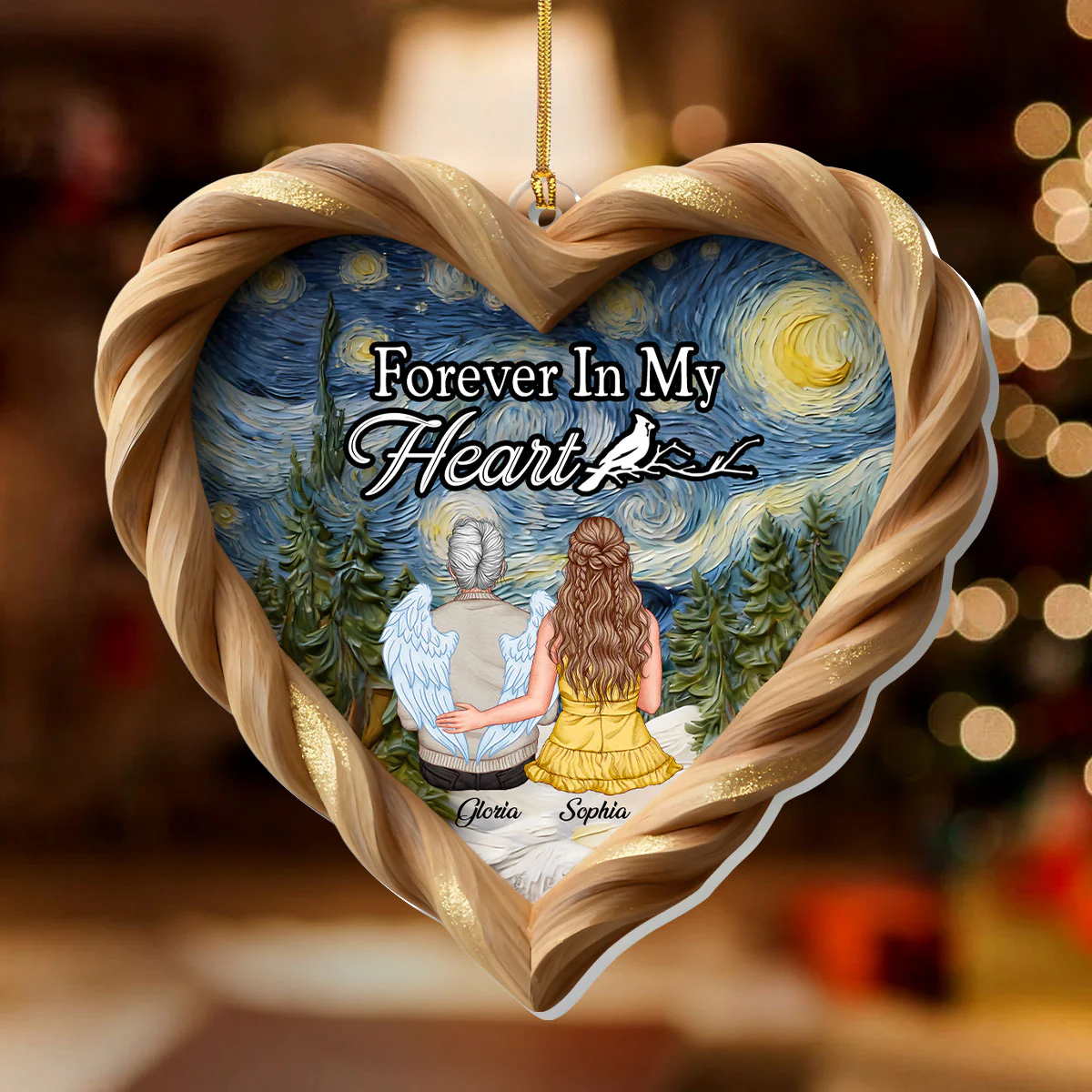 Forever In Our Hearts Starry Night - Personalized 1-Layer Acrylic Ornament - Image 3