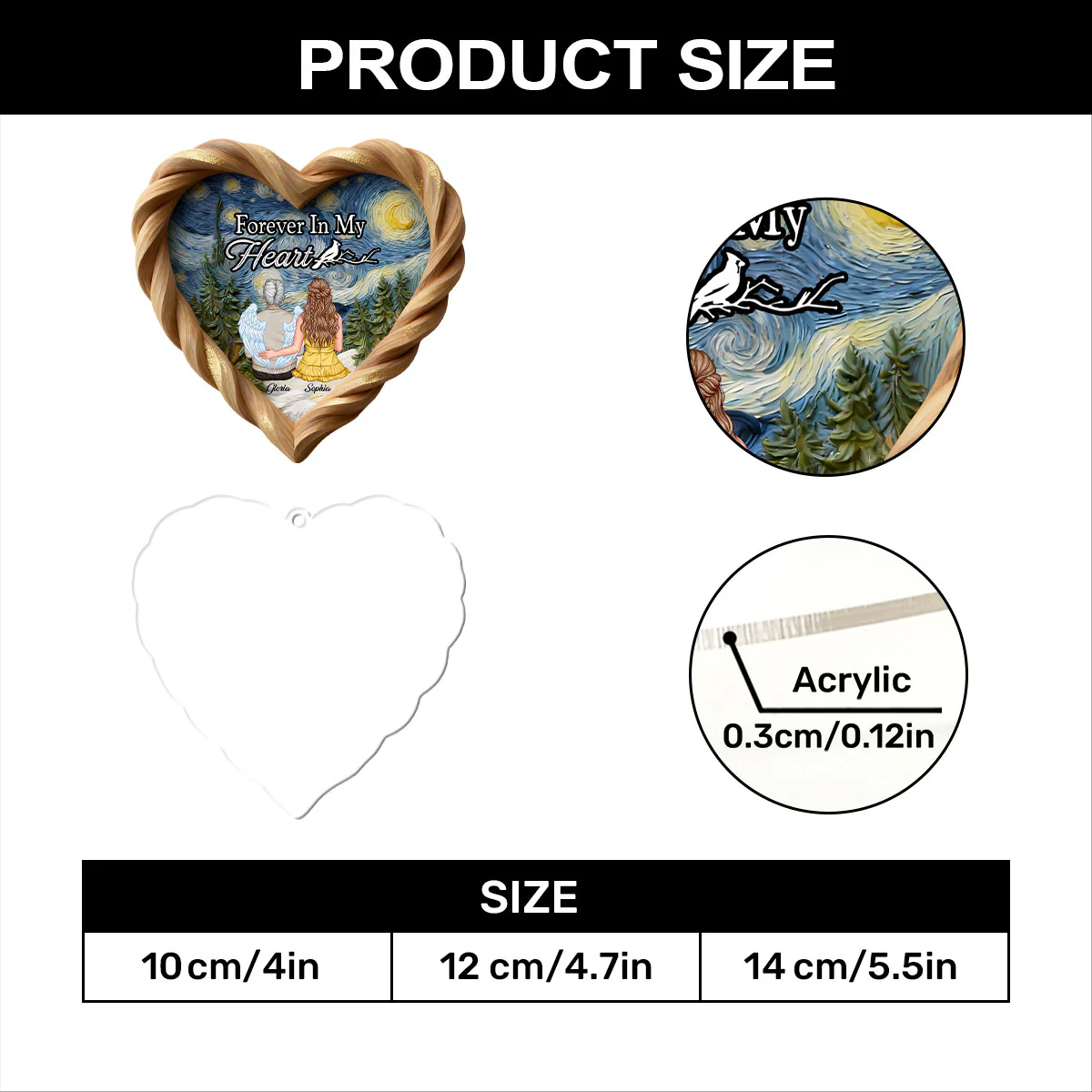 Forever In Our Hearts Starry Night - Personalized 1-Layer Acrylic Ornament - Image 8