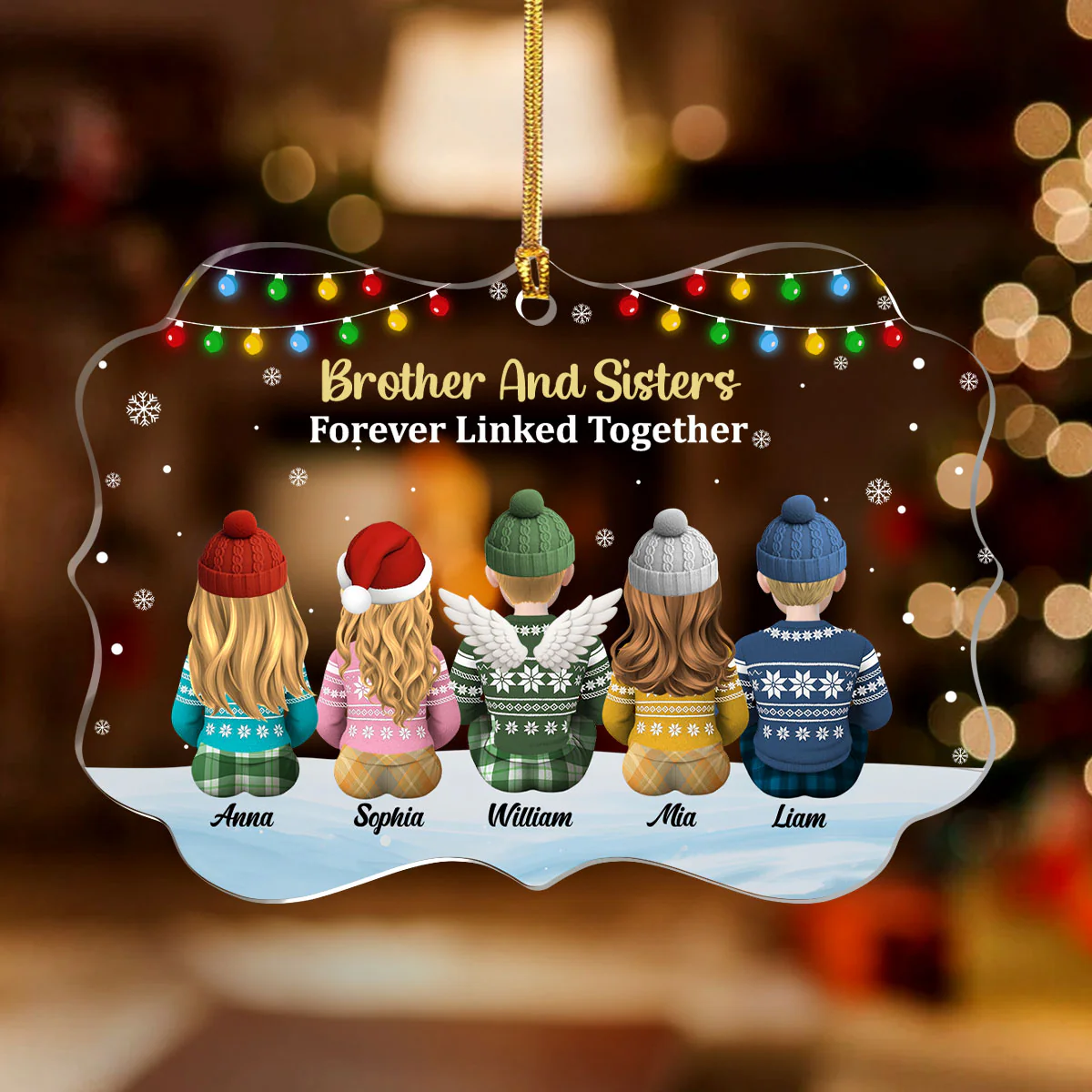 Forever Linked Together - Personalized 1-Layer Acrylic Ornament - Image 2