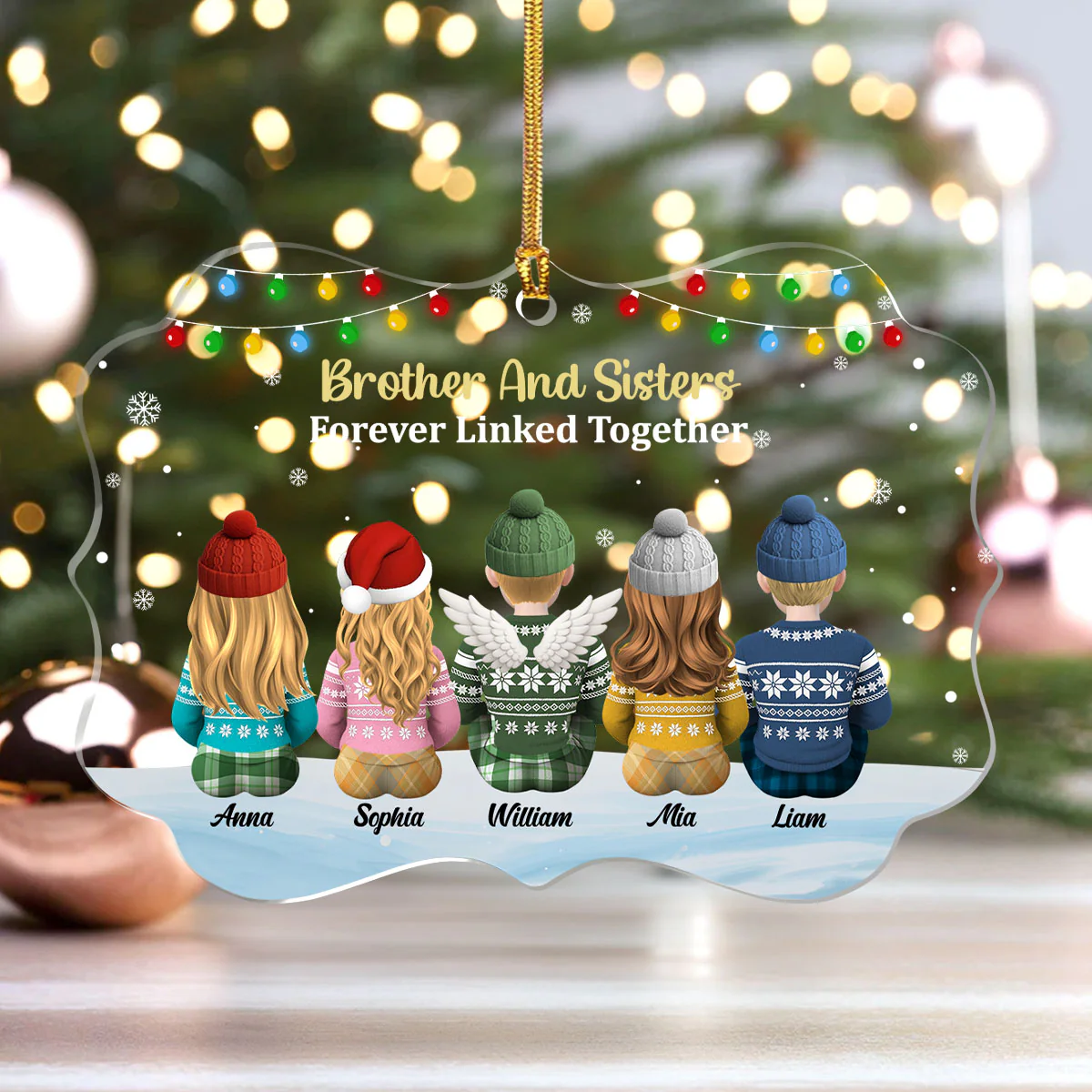 Forever Linked Together - Personalized 1-Layer Acrylic Ornament - Image 4