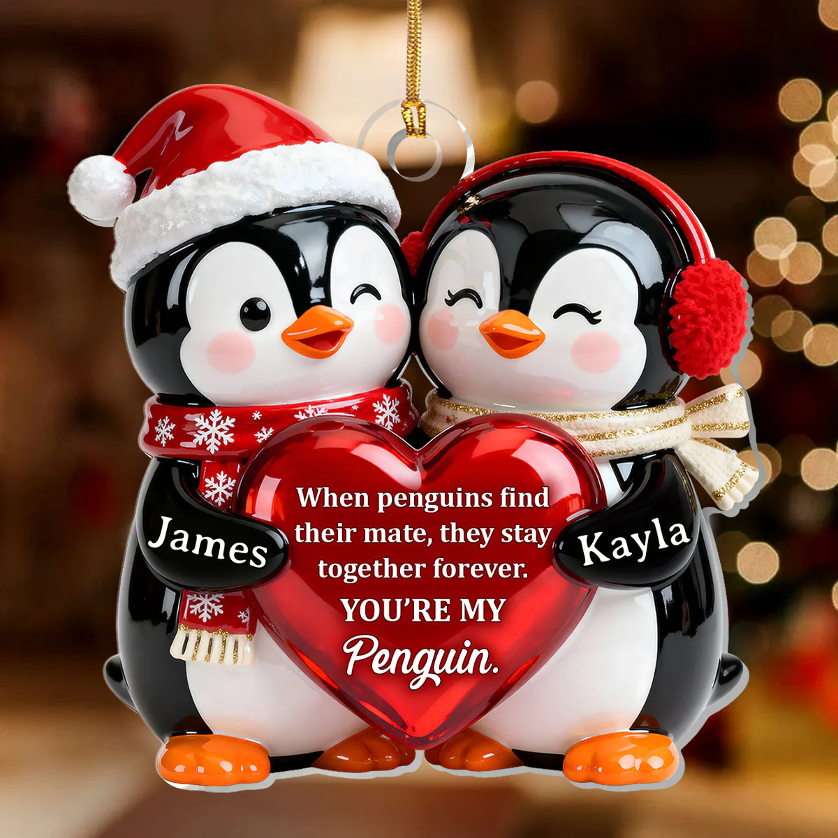 Forever My Penguin - Personalized 1-Layer Acrylic Ornament - Image 2