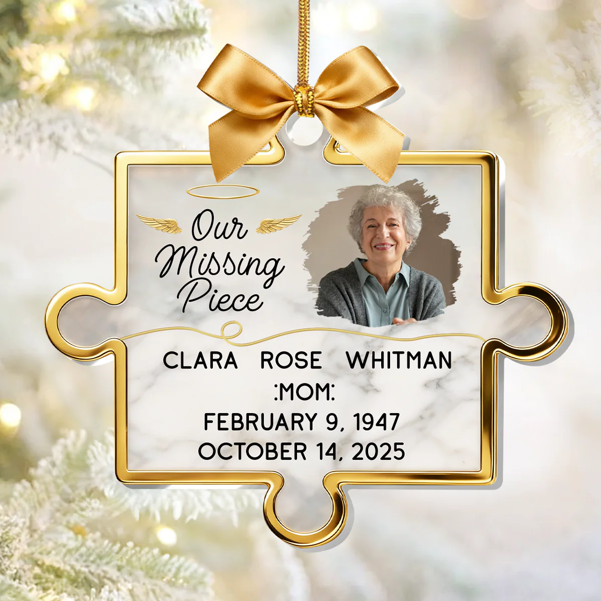Forever Our Missing Piece Custom Photo - Personalized 1-Layer Acrylic Ornament - Image 2
