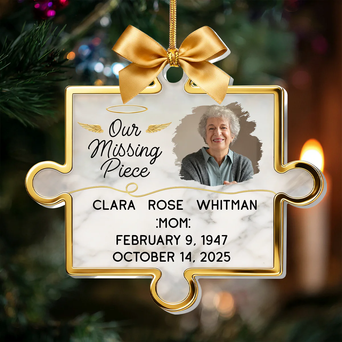 Forever Our Missing Piece Custom Photo - Personalized 1-Layer Acrylic Ornament - Image 3