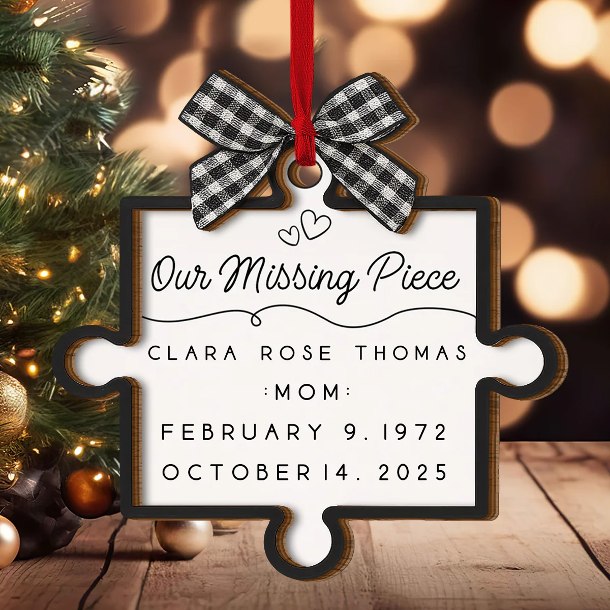 Forever Our Missing Piece - Personalized 2-Layered Wooden Ornament - Image 3