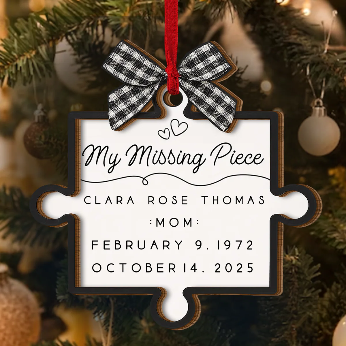 Forever Our Missing Piece - Personalized 2-Layered Wooden Ornament - Image 4
