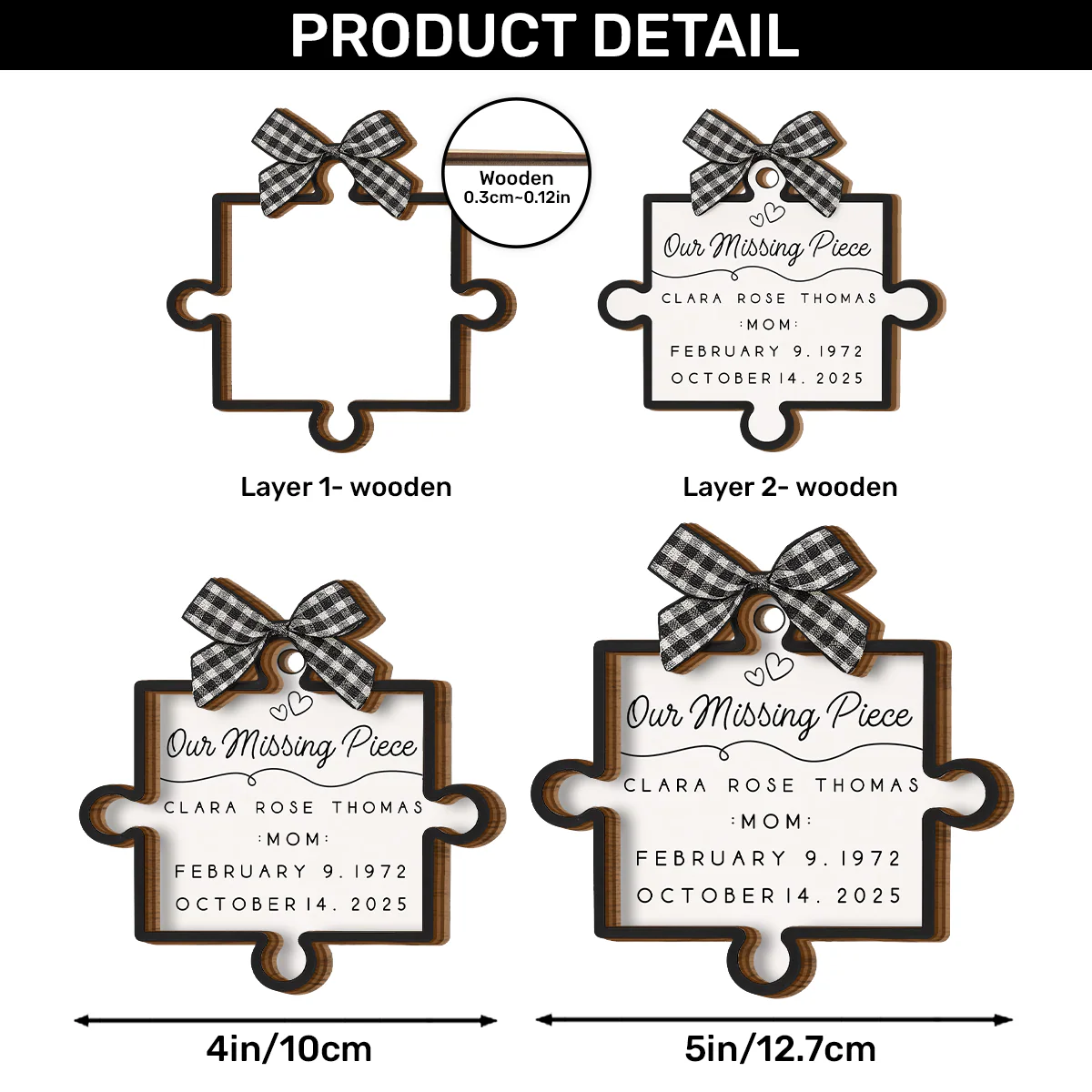 Forever Our Missing Piece - Personalized 2-Layered Wooden Ornament - Image 5